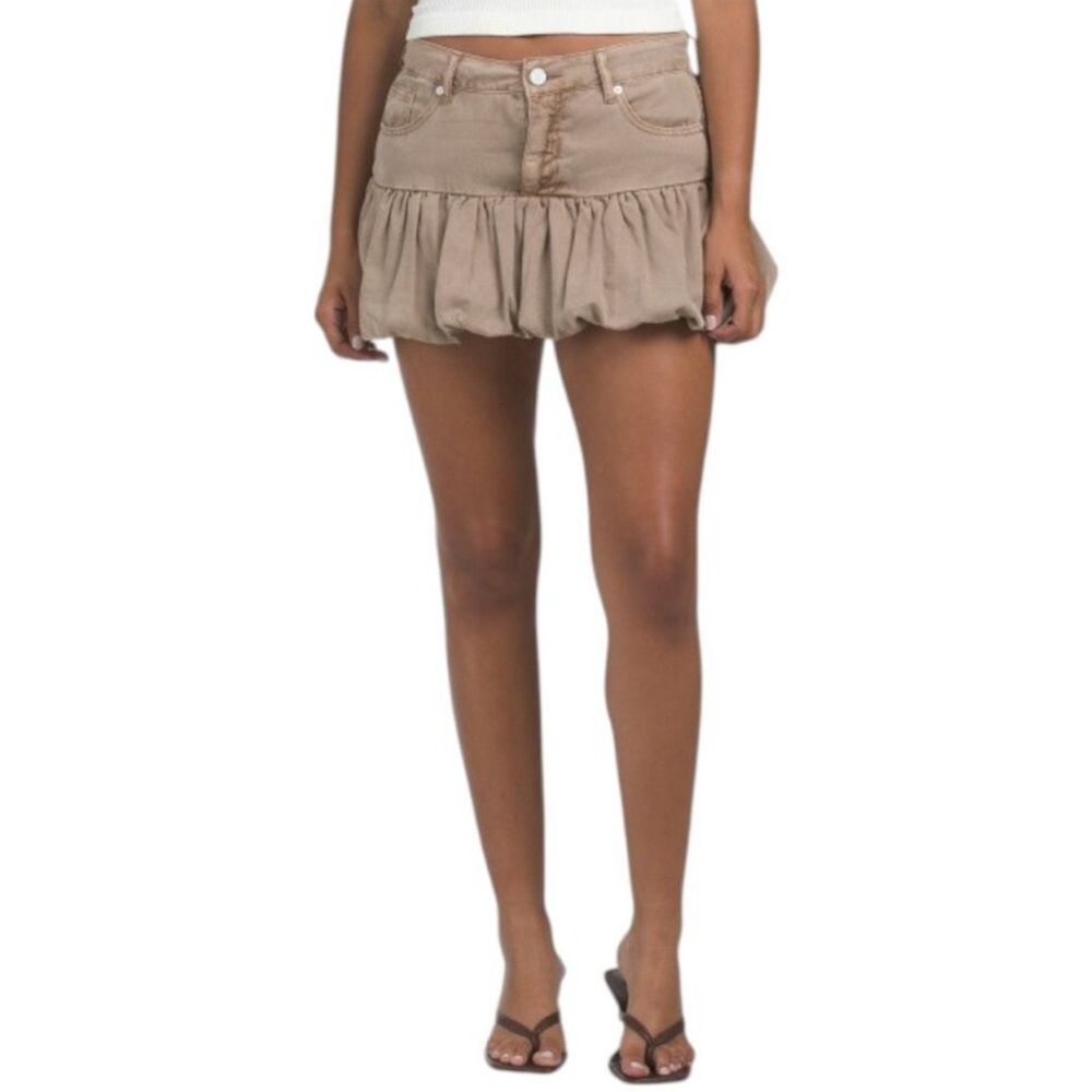 Blank NYC Light Brown Denim Balloon Mini Skirt Size 27 - Picture 2 of 8